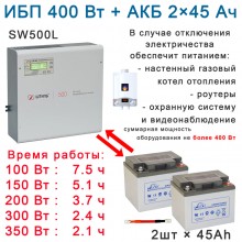ИБП для котла Штиль SW500L + 2х45Ач
