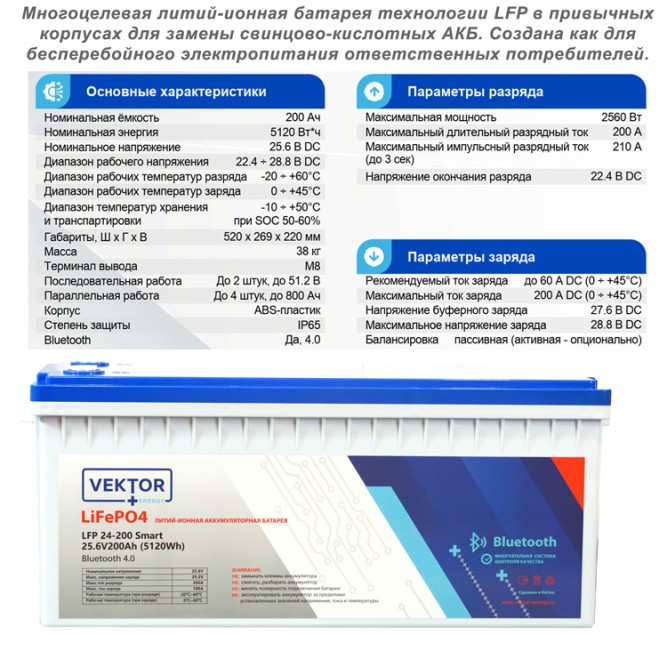 VE LFP BLOCK 25.6-200 Smart (25.6В, 200 Ач, LiFePO4)