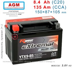 RDrive  Silver YTX9-BS