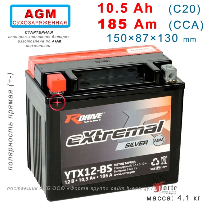 RDrive  Silver YTX12-BS