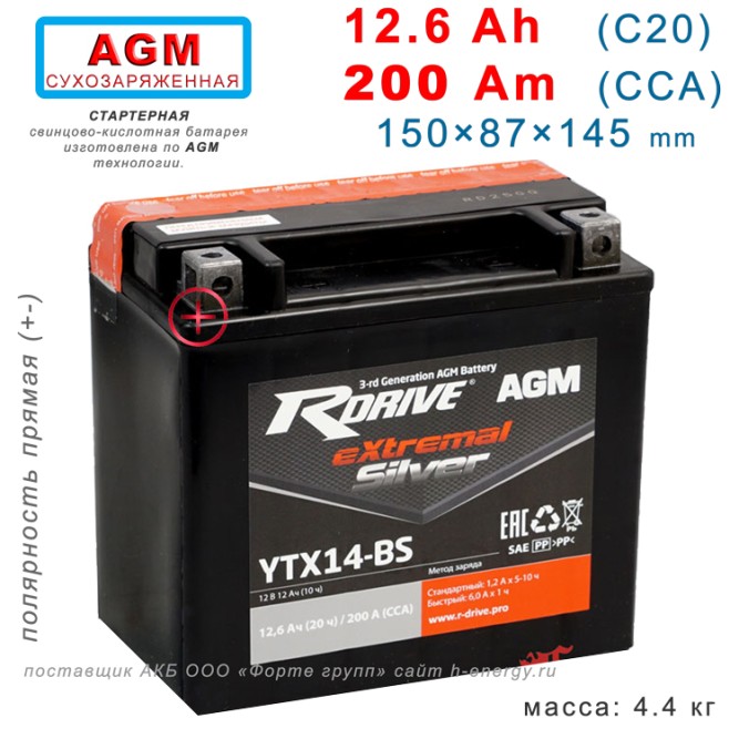 RDrive  Silver YTX14-BS