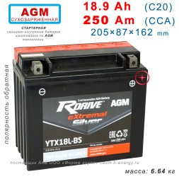 RDrive Silver YTX18L-BS