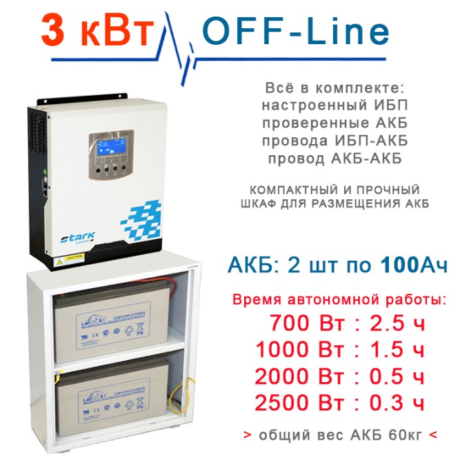 на дом Stark 3000 INV с 2х100Ah АКБ