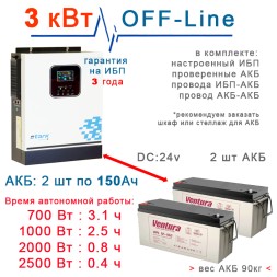 Комплект Stark 3000Вт MAX с АКБ 2×150Ah Ventura