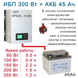 комплект ИБП Hiden HPS20-0312N с АКБ 45ah