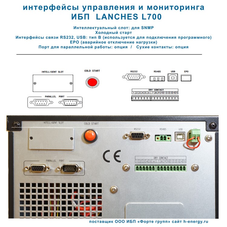 Интерфейсы управления и мониторинга ИБП  LANCHES L700-H 3/3