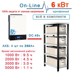 на дом Stark 6200 INV (On-Line) с 4×250Ah АКБ