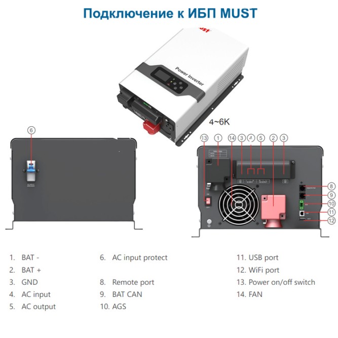 ИБП MUST EP30-6048 PLUS  (6 кВт)